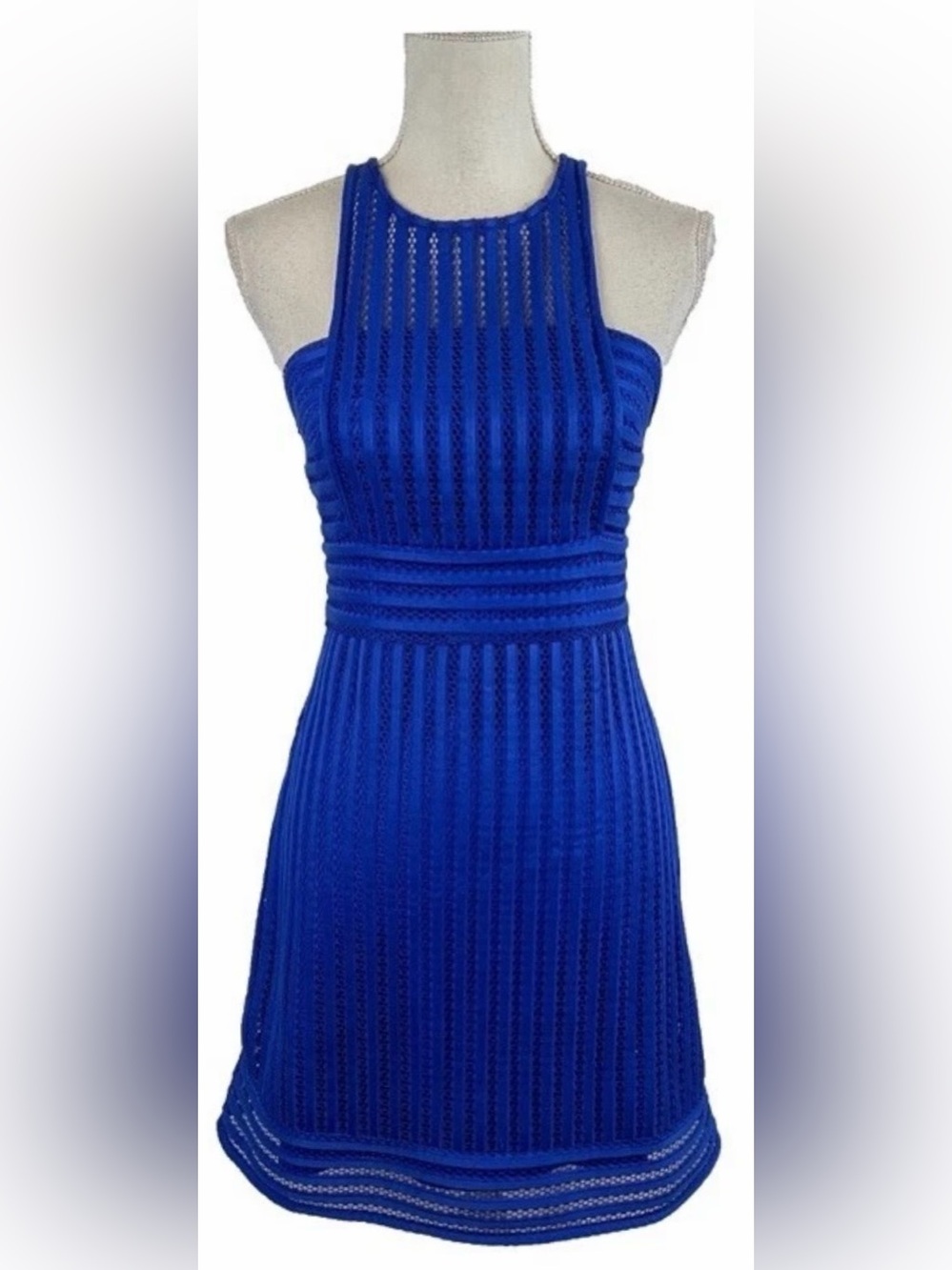 Lilly Pulitzer Rae Shift Dress M Royal Blue Crochet Stripe Sleeveless